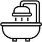Line icon of a bathtub and shower head